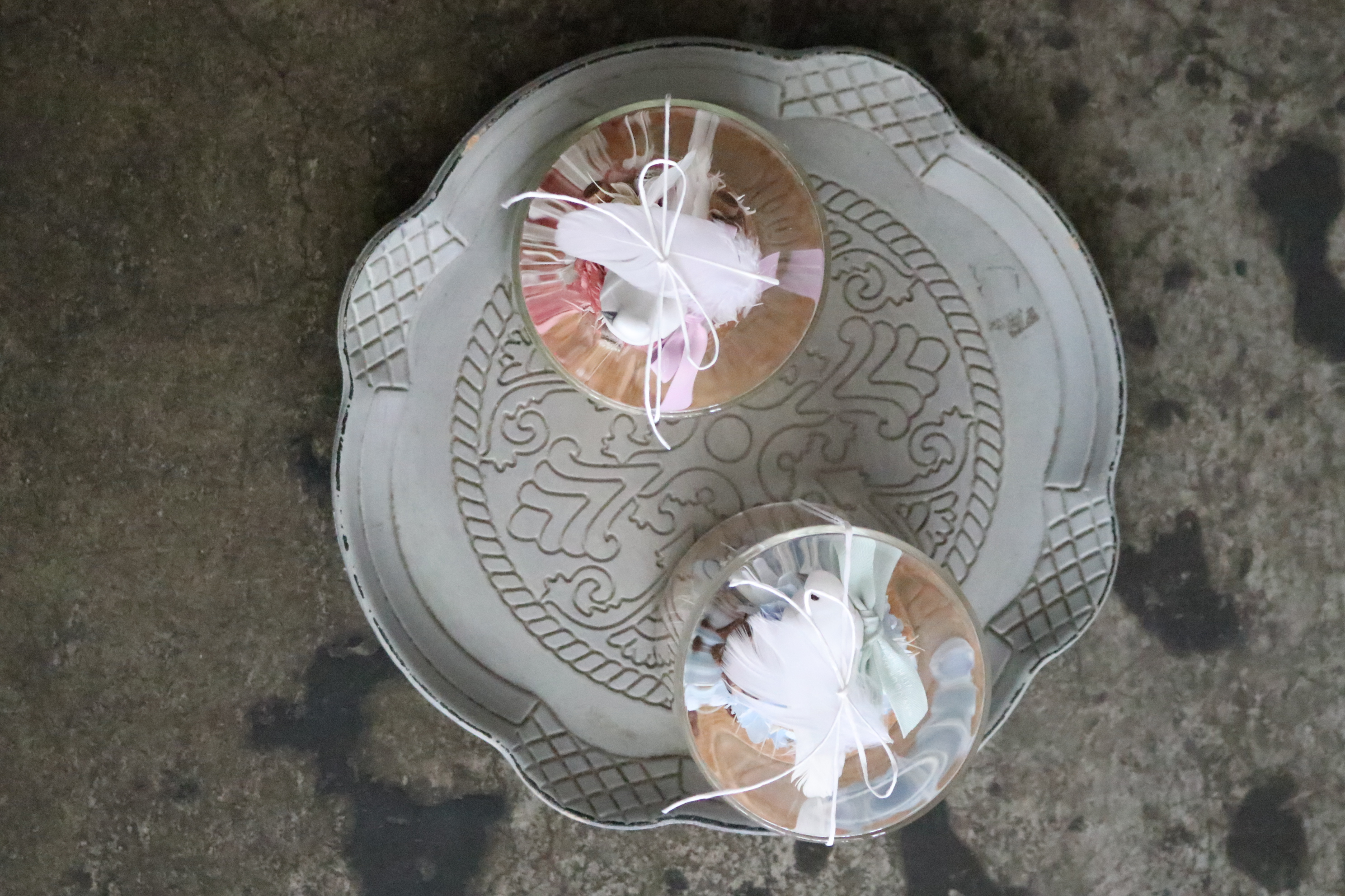 ガラスシリンダー＜花と小鳥＞